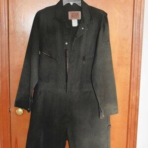 Men's Field & Forest Coveralls, Dark Olive withFront Snap and Zipper